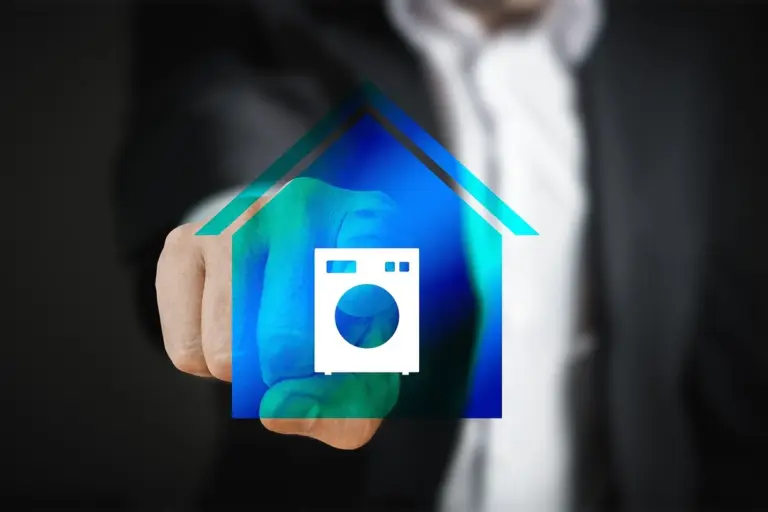 A person using a holographic smart home interface to control a garage door opener.